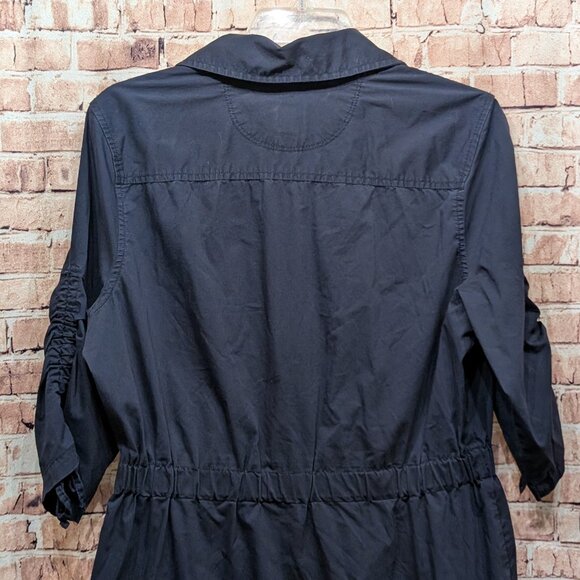 Converse  Blue Button-Up Dress with Adjustable Sleeves and Pockets Size Large - Picture 10 of 13